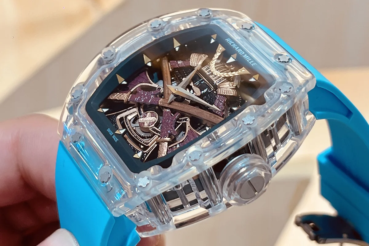 RM047 Tourbillon Samurai Sapphire on Blue Rubber Strap
