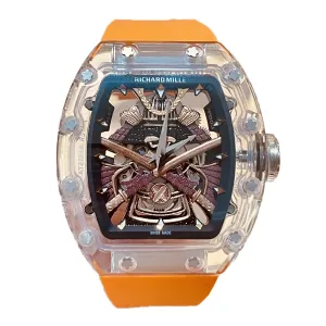 RM047 Tourbillon Samurai Sapphire on Orange Rubber Strap