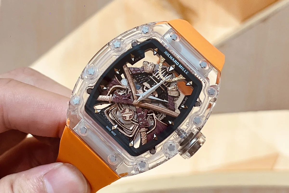 RM047 Tourbillon Samurai Sapphire on Orange Rubber Strap