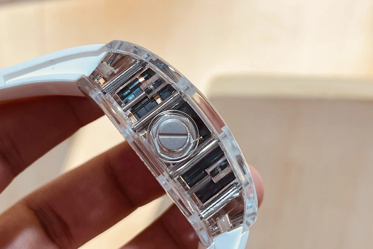 RM047 Tourbillon Samurai Sapphire on White Rubber Strap