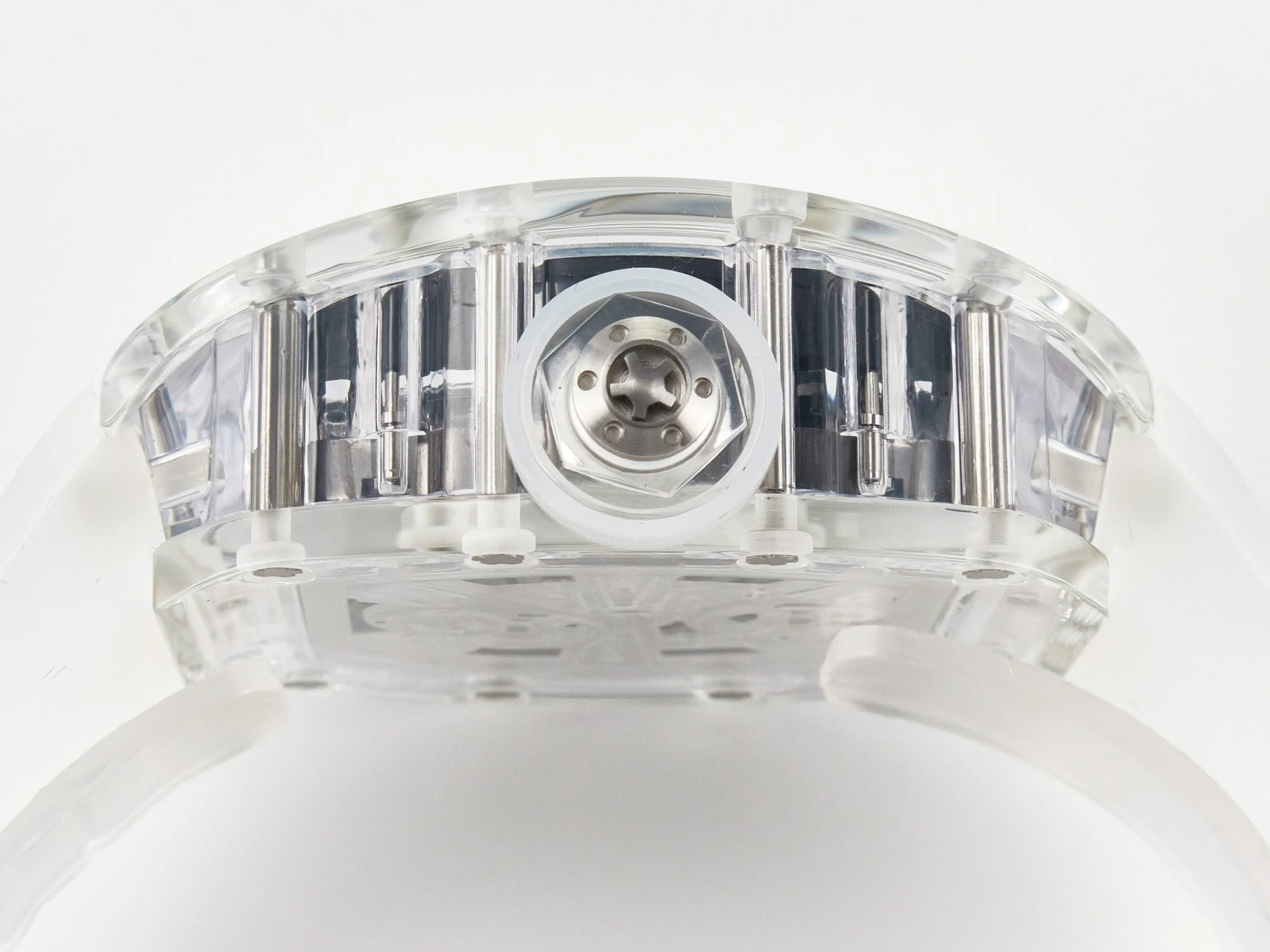 RM27-03 White Transparent Tourbillon MSF Best Edition Skull Dial on White Rubber Strap