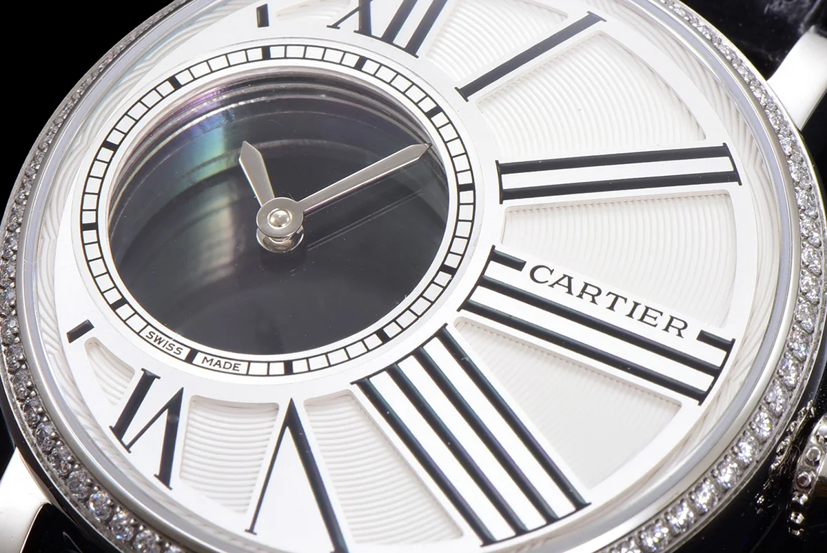 Rotonde De Cartier White Dial with Diamond Bezel in Steel