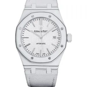 Royal Oak 15400 White Dial in White Carbon Fibre on White Nylon Strap