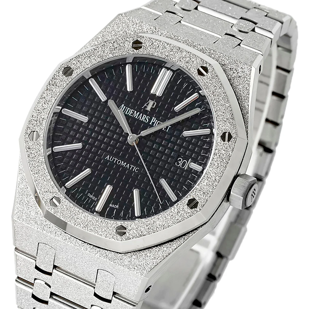 Royal Oak 15450ST 37mm Black Dial in Frosted Gold