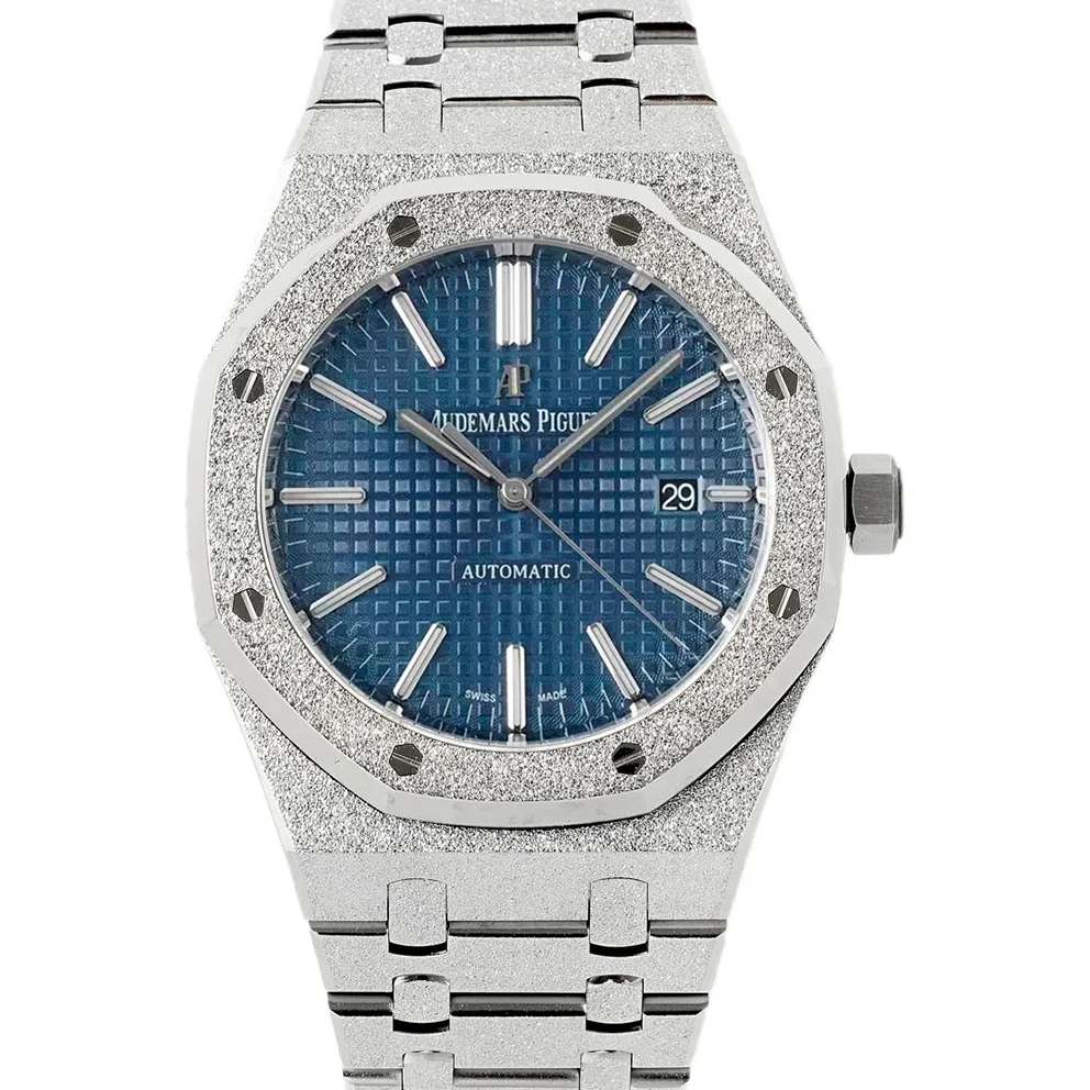 Royal Oak 15450ST 37mm Blue Dial in Frosted Gold