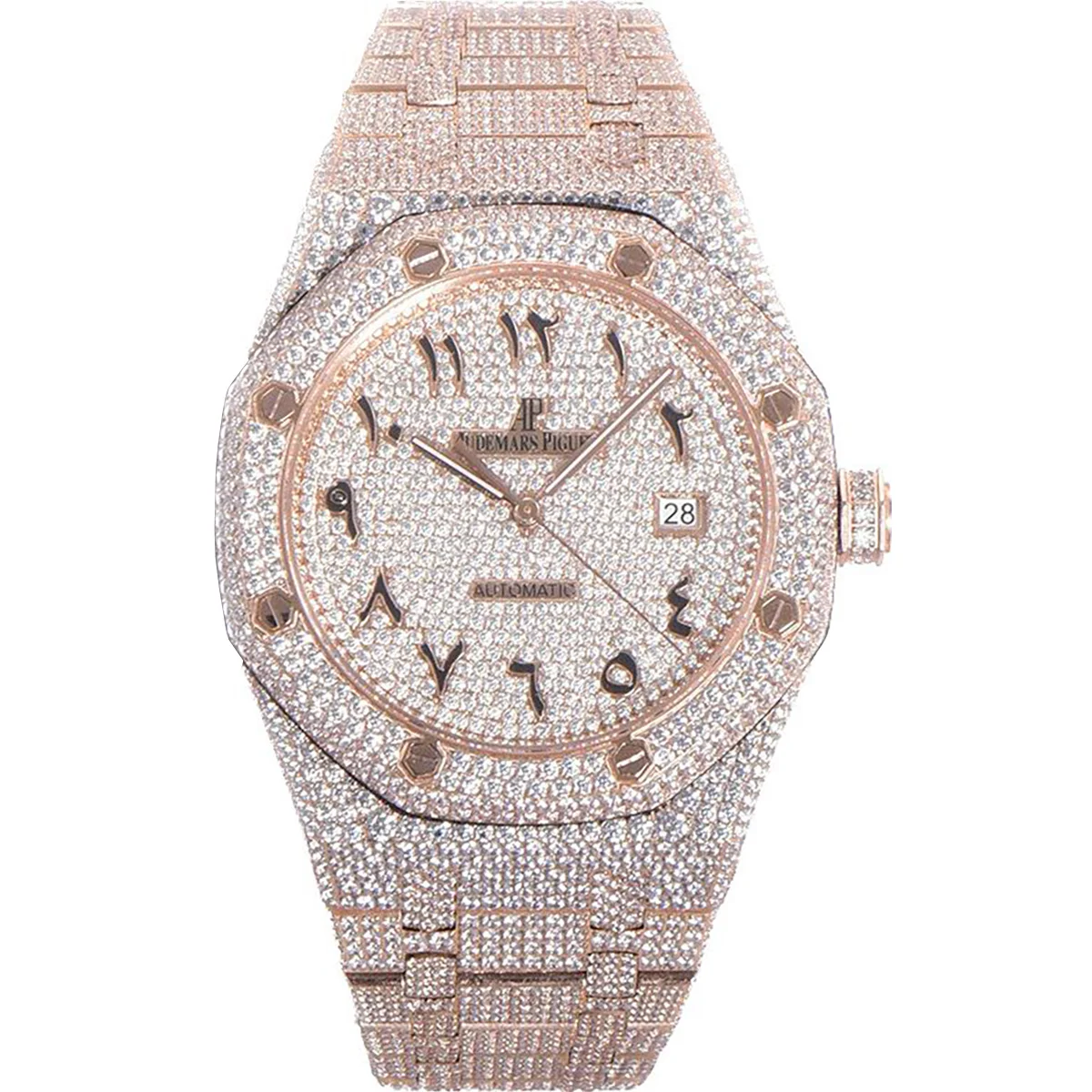 Royal Oak 41mm 15400 Iced Out Rose Gold in Arabic Markers
