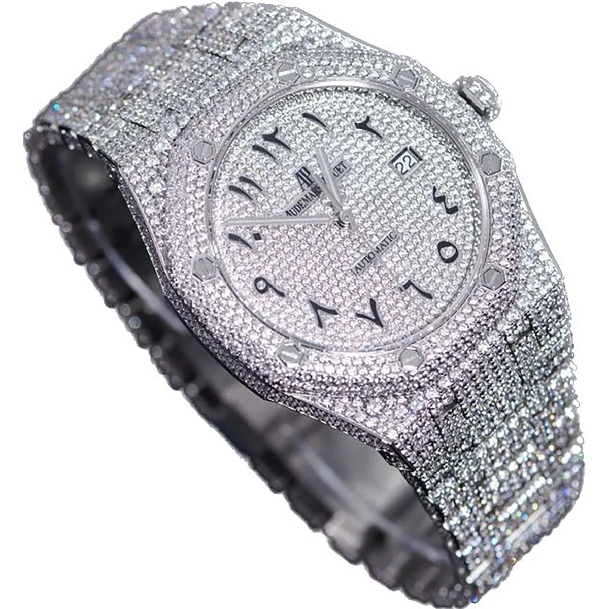 Royal Oak 41mm 15400 Iced Out Steel in Arabic Markers