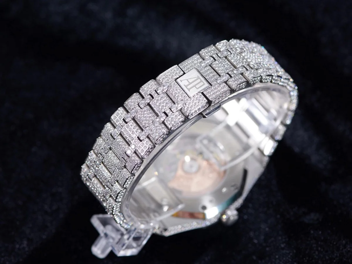 Royal Oak 41mm 15400 Iced Out Steel in Arabic Markers