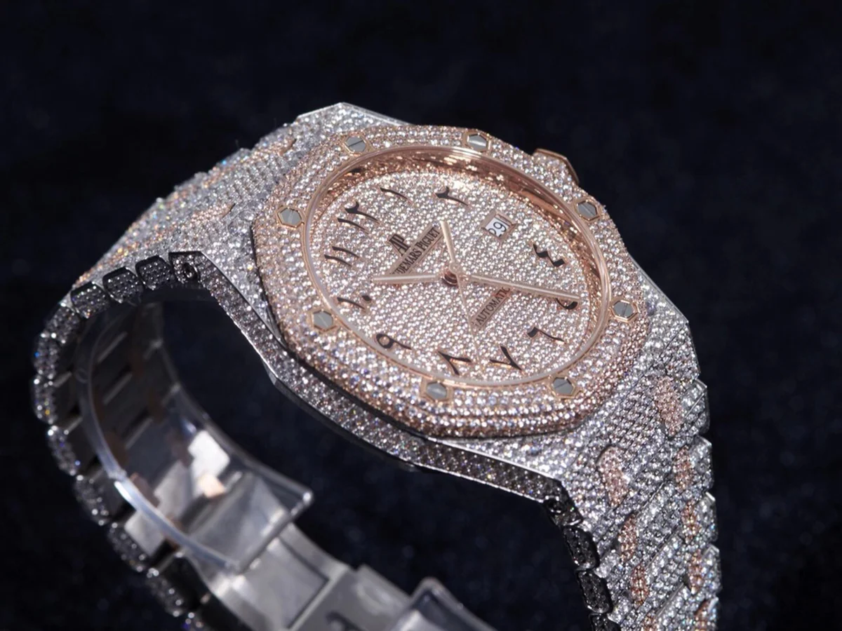 Royal Oak 41mm 15400 Iced Out Steel/Rose Gold in Arabic Markers