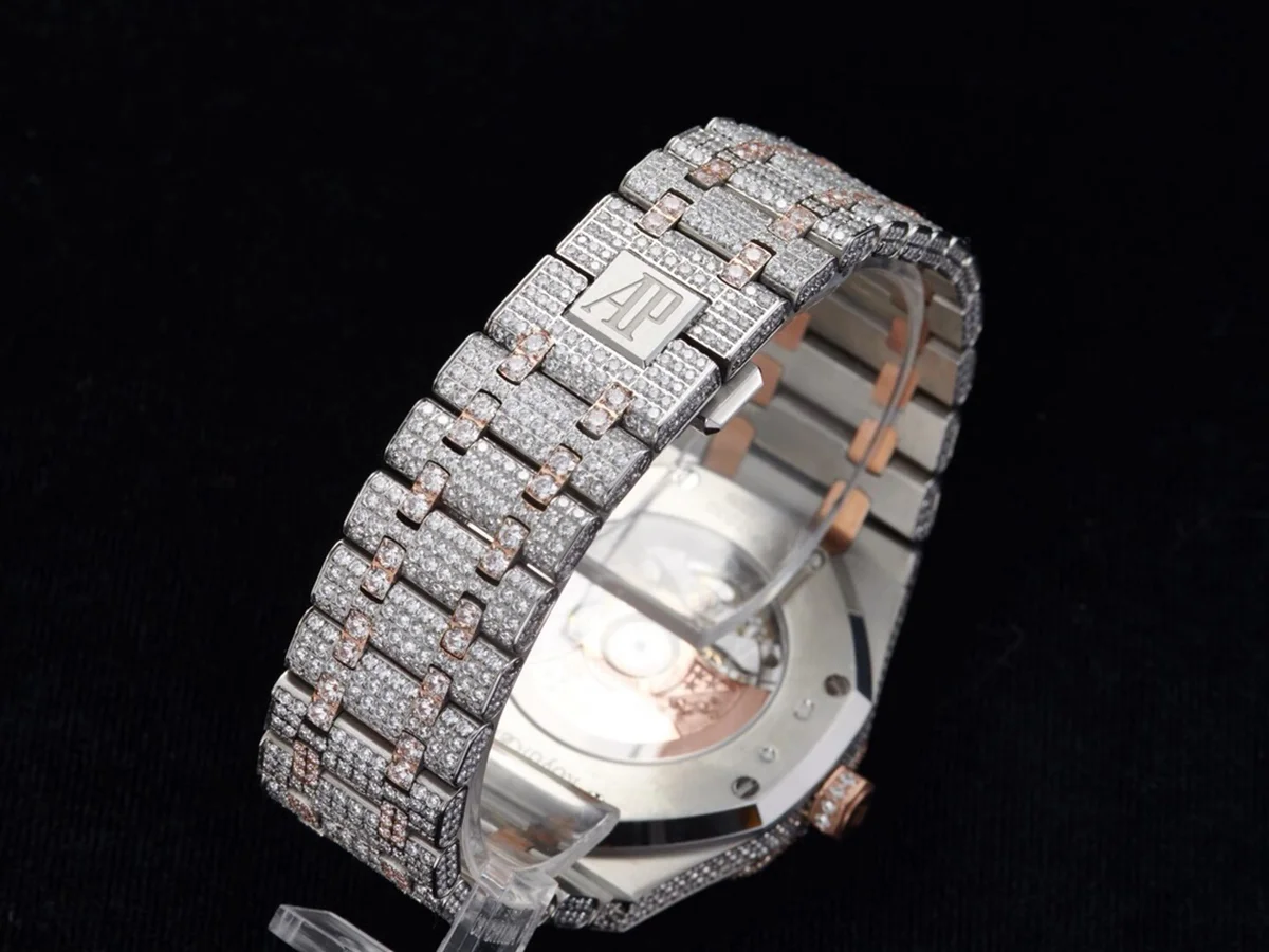 Royal Oak 41mm 15400 Iced Out Steel/Rose Gold in Stick Markers