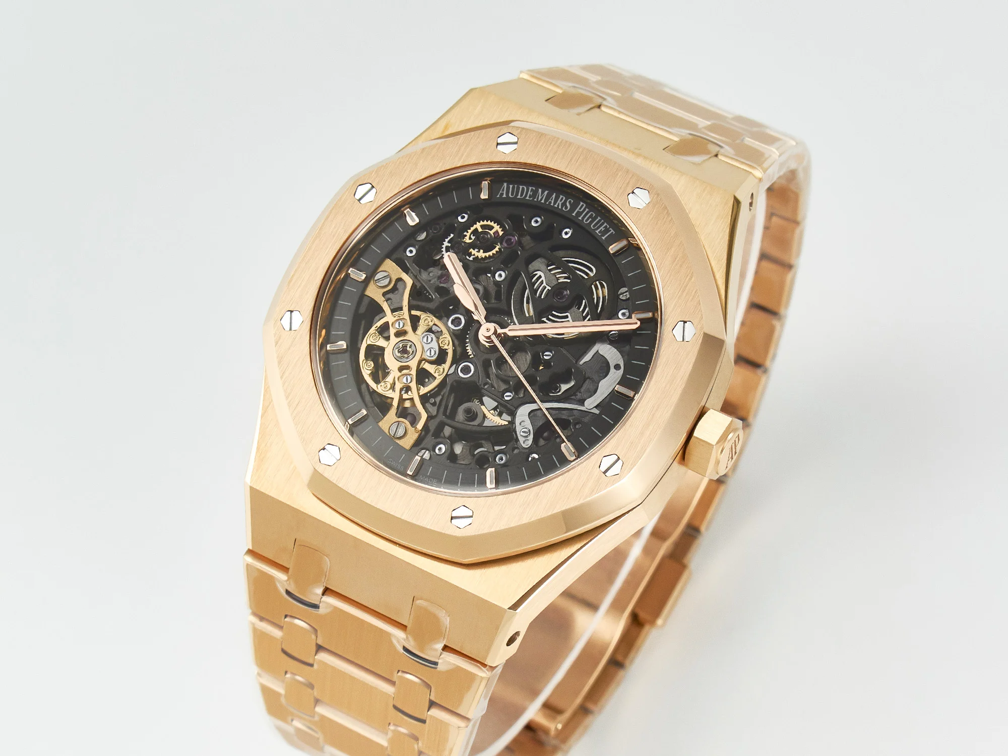 Royal Oak 41mm Skeleton 15407 RG ZF 1:1 Best Edition Skeleton Dial on RG Bracelet A3132