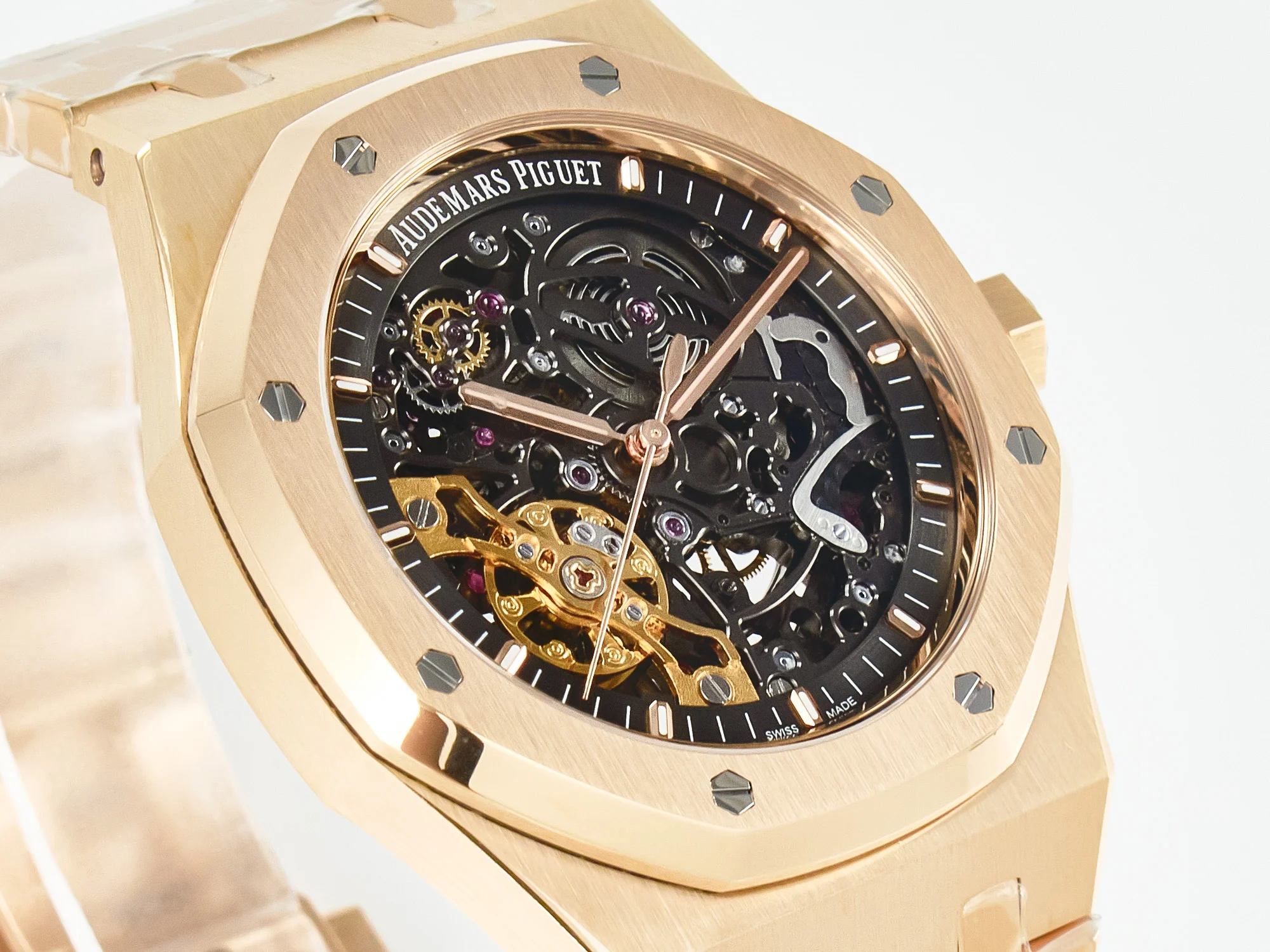 Royal Oak 41mm Skeleton 15407 RG ZF 1:1 Best Edition Skeleton Dial on RG Bracelet A3132