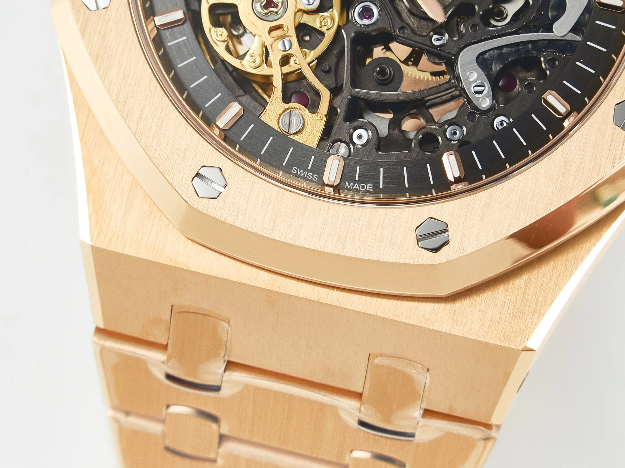 Royal Oak 41mm Skeleton 15407 RG ZF 1:1 Best Edition Skeleton Dial on RG Bracelet A3132
