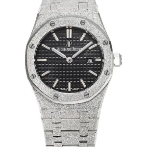 Royal Oak Frosted Gold Quartz Black Dial