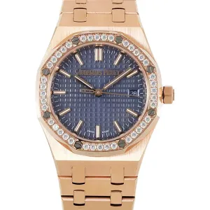 Royal Oak Selfwinding 77351OR 34mm Blue Dial in Pink Gold