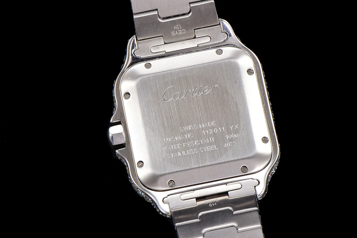 Santos de Cartier 40mm Diamond Paved Dial with Roman Markers in Steel