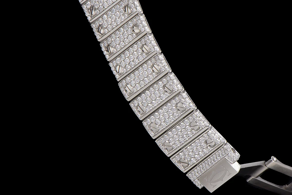 Santos de Cartier 40mm Diamond Paved Dial with Roman Markers in Steel