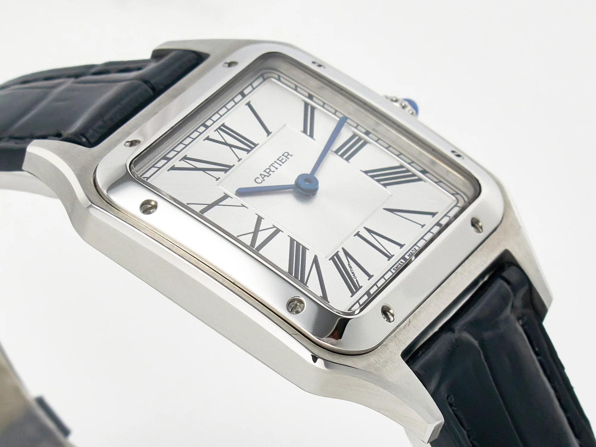 Santos Dumont 31.4mm IWSF Best Edition Silver Dial on Black Leather Strap Quartz