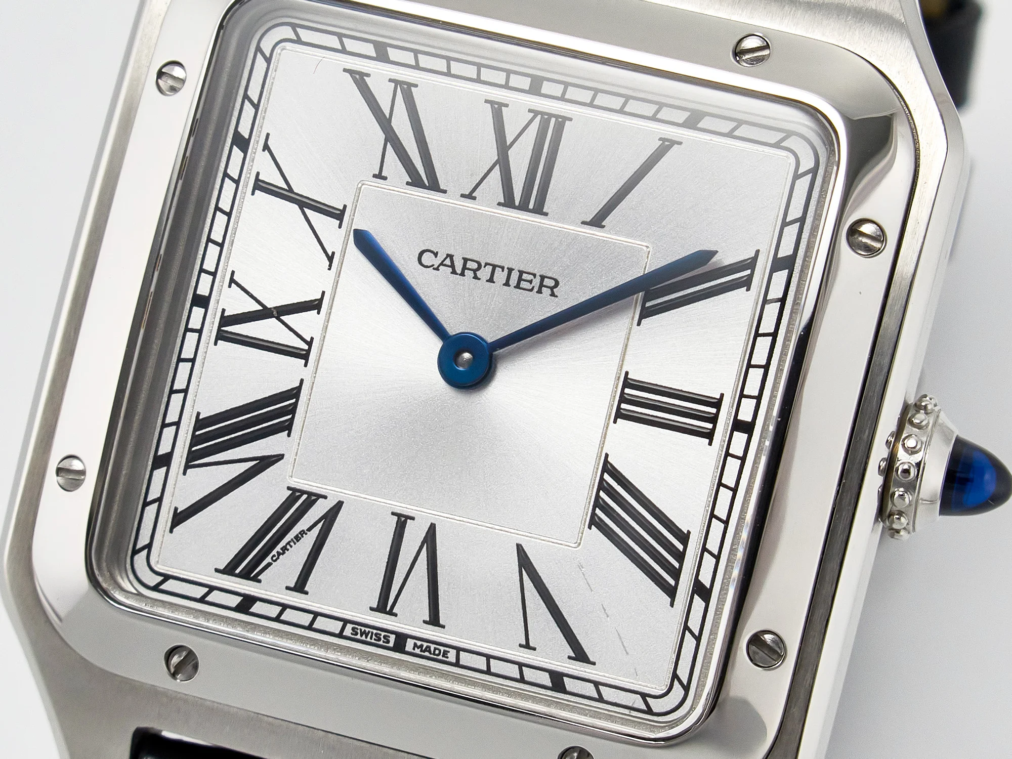 Santos Dumont 31.4mm IWSF Best Edition Silver Dial on Black Leather Strap Quartz