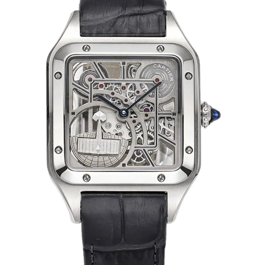 Santos-Dumont (Large) Skeleton Watch in Steel