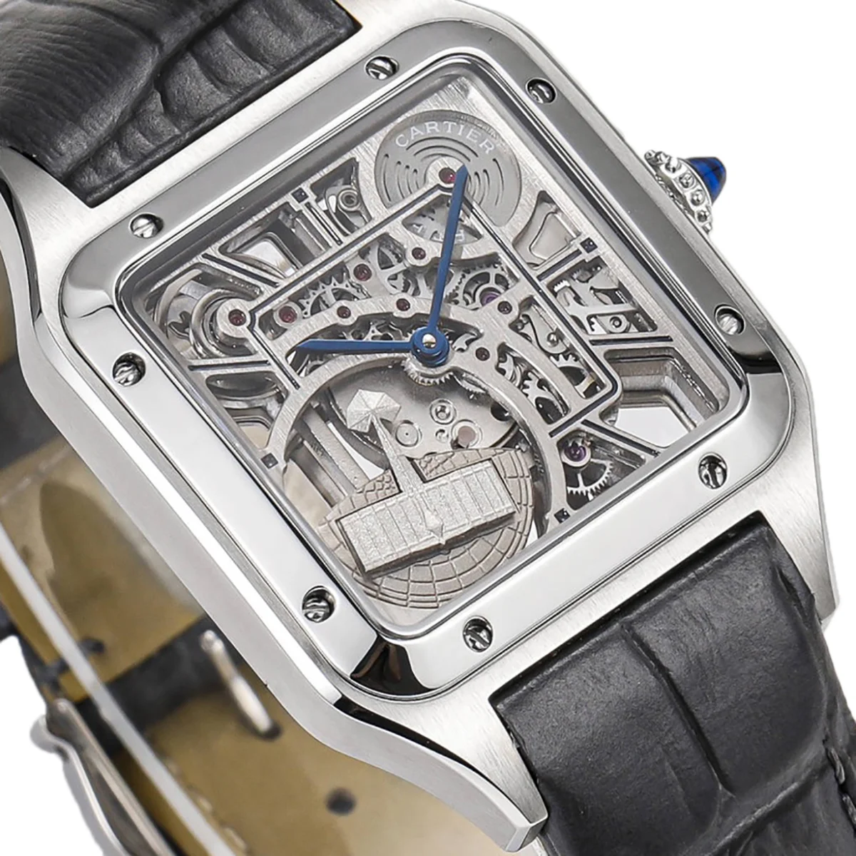 Santos-Dumont (Large) Skeleton Watch in Steel