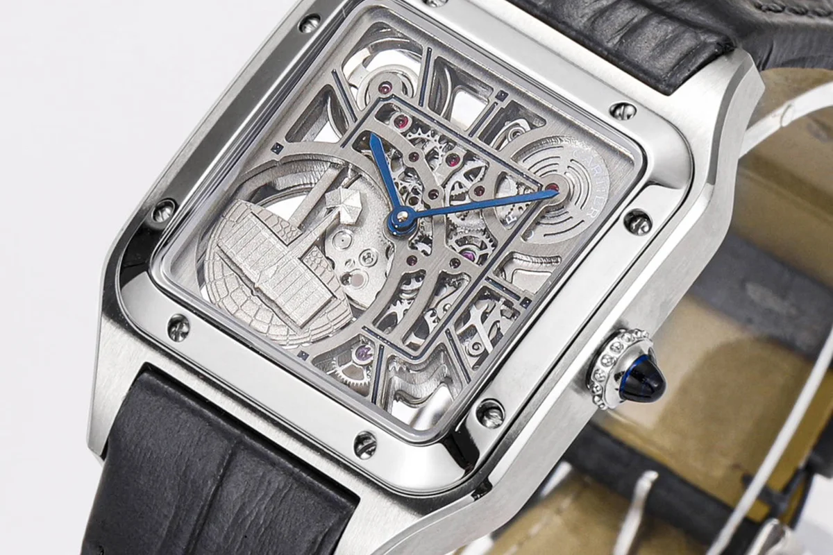 Santos-Dumont (Large) Skeleton Watch in Steel