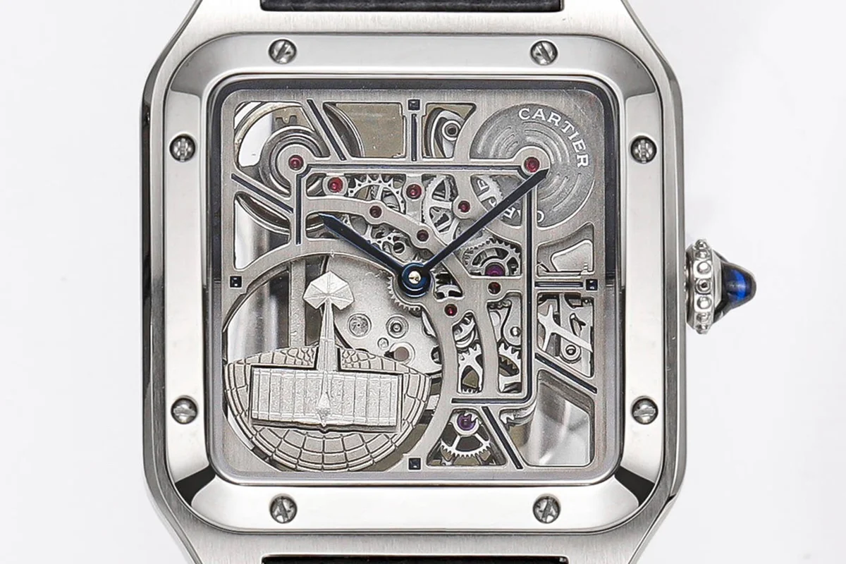 Santos-Dumont (Large) Skeleton Watch in Steel