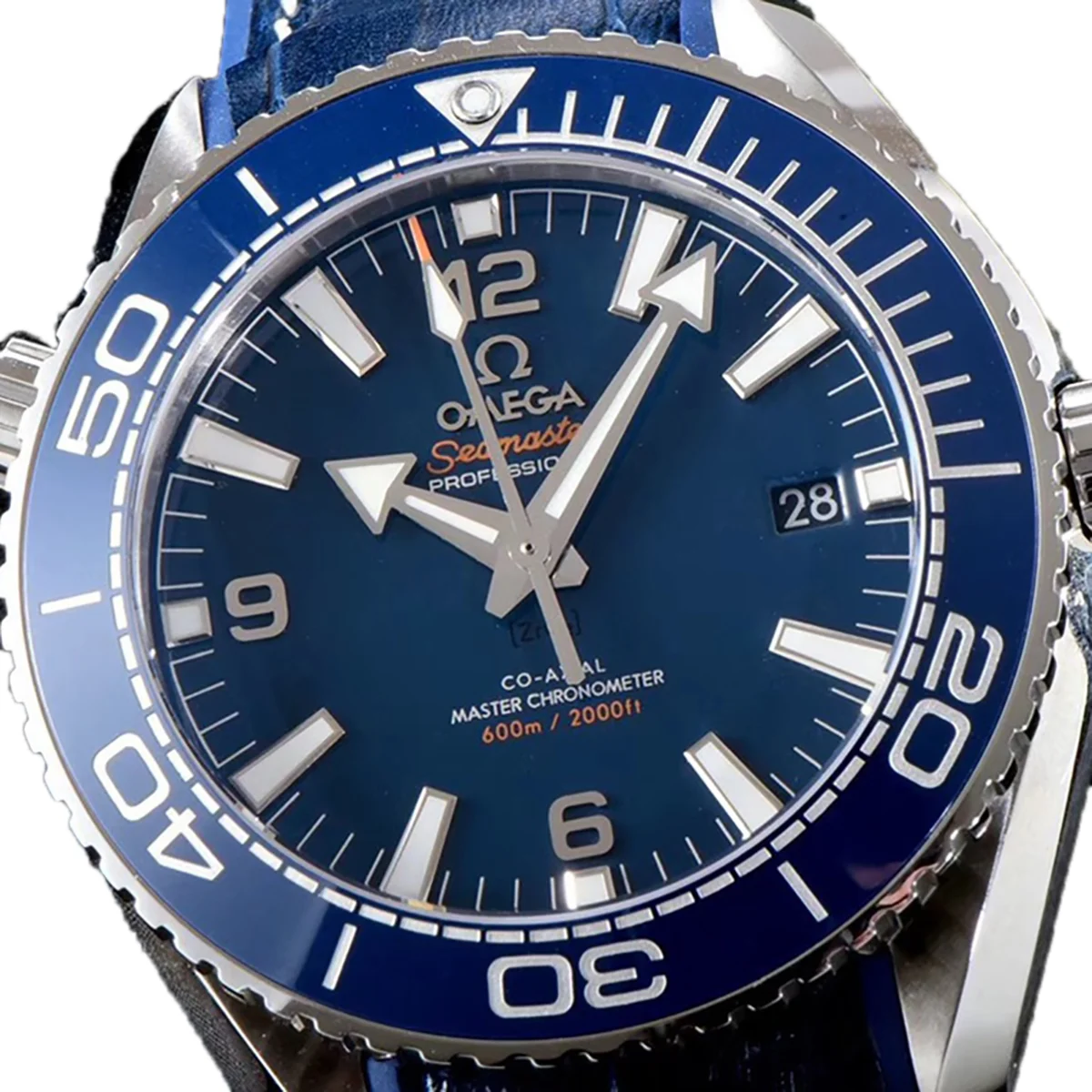 Seamaster Planet Ocean 600M 43.5mm Blue Dial in Steel on Leather Strap