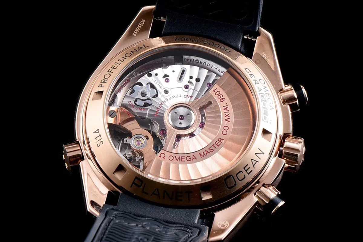 Seamaster Planet Ocean 600M 45.5mm Sedna™ Gold on Black Leather Strap