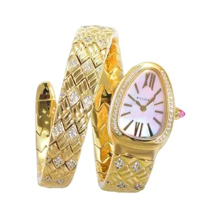 Serpenti Seduttori Watch White MOP Dial in Yellow Gold with Diamonds