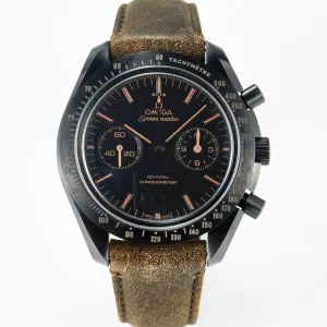 Speedmaster “Dark Side of The Moon” Real Ceramic N1F 1:1 Best Edition Vintage Black on Brown Leather Strap A9300