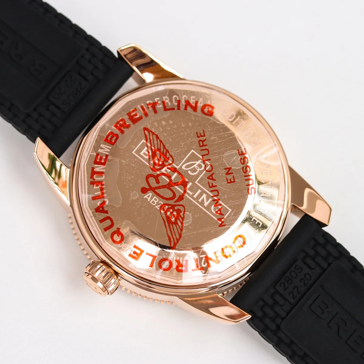 Superocean Heritage II B20 Automatic 42mm in Black Dial on Black Bezel in Rose Gold on Rubber Strap