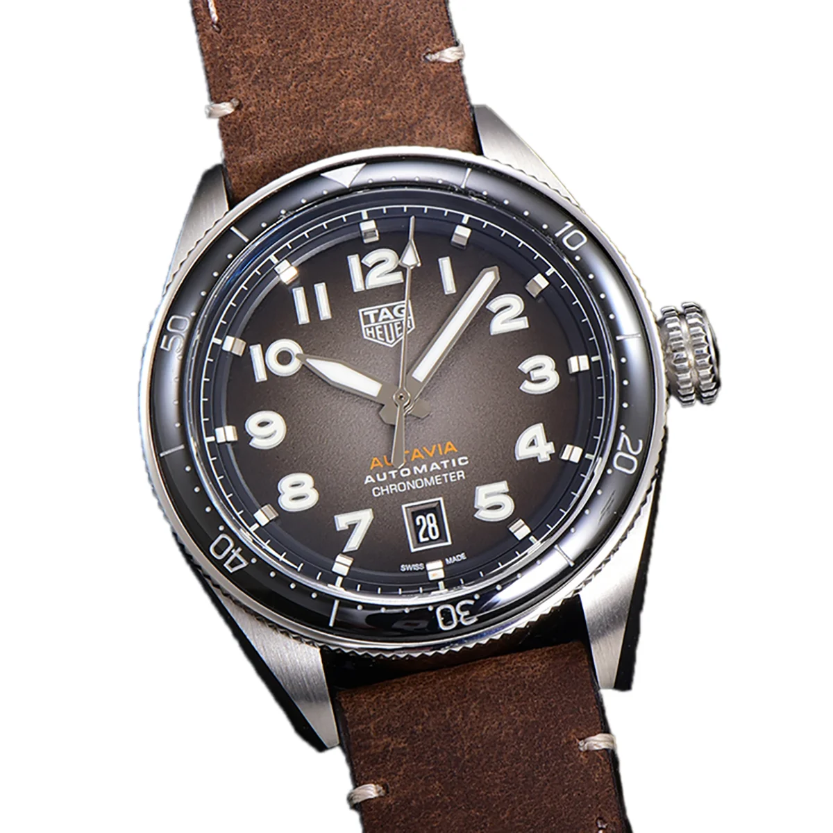 Tag Heuer Autavia Caliber 5 Black Dial with Black Ceramic Bezel on LeatherStrap