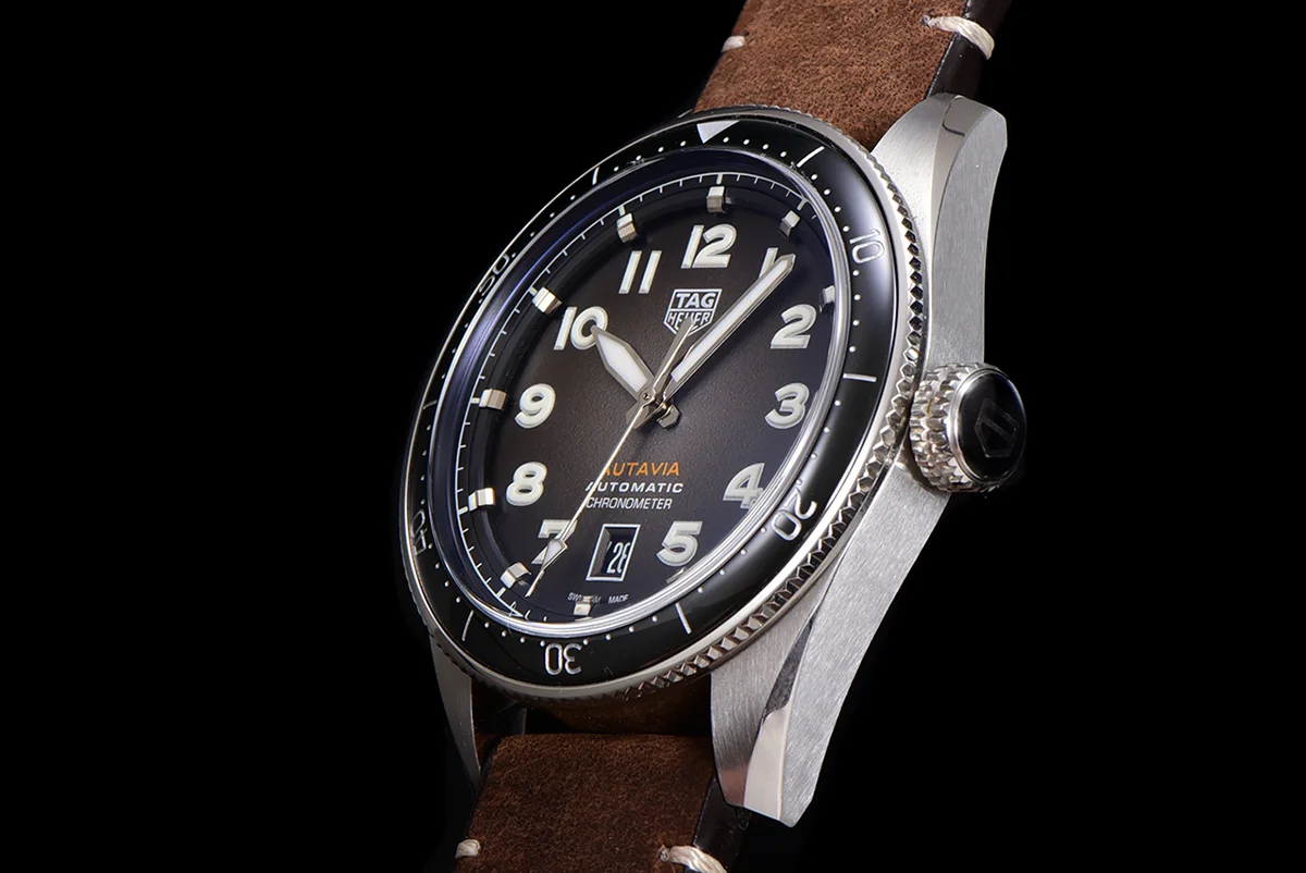 Tag Heuer Autavia Caliber 5 Black Dial with Black Ceramic Bezel on LeatherStrap