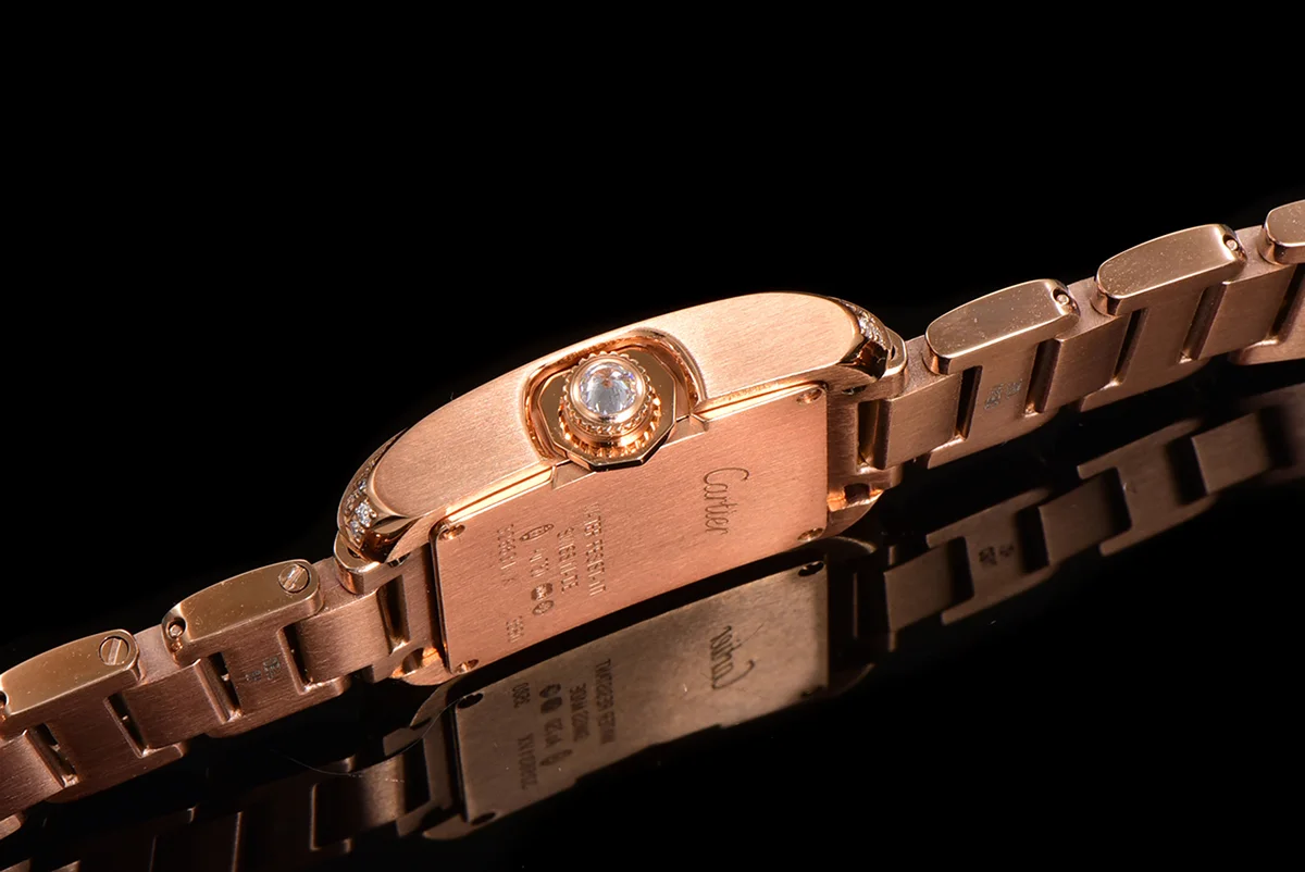 Tank Anglaise 30.2mm White Dial with Diamond Bezel in Rose Gold