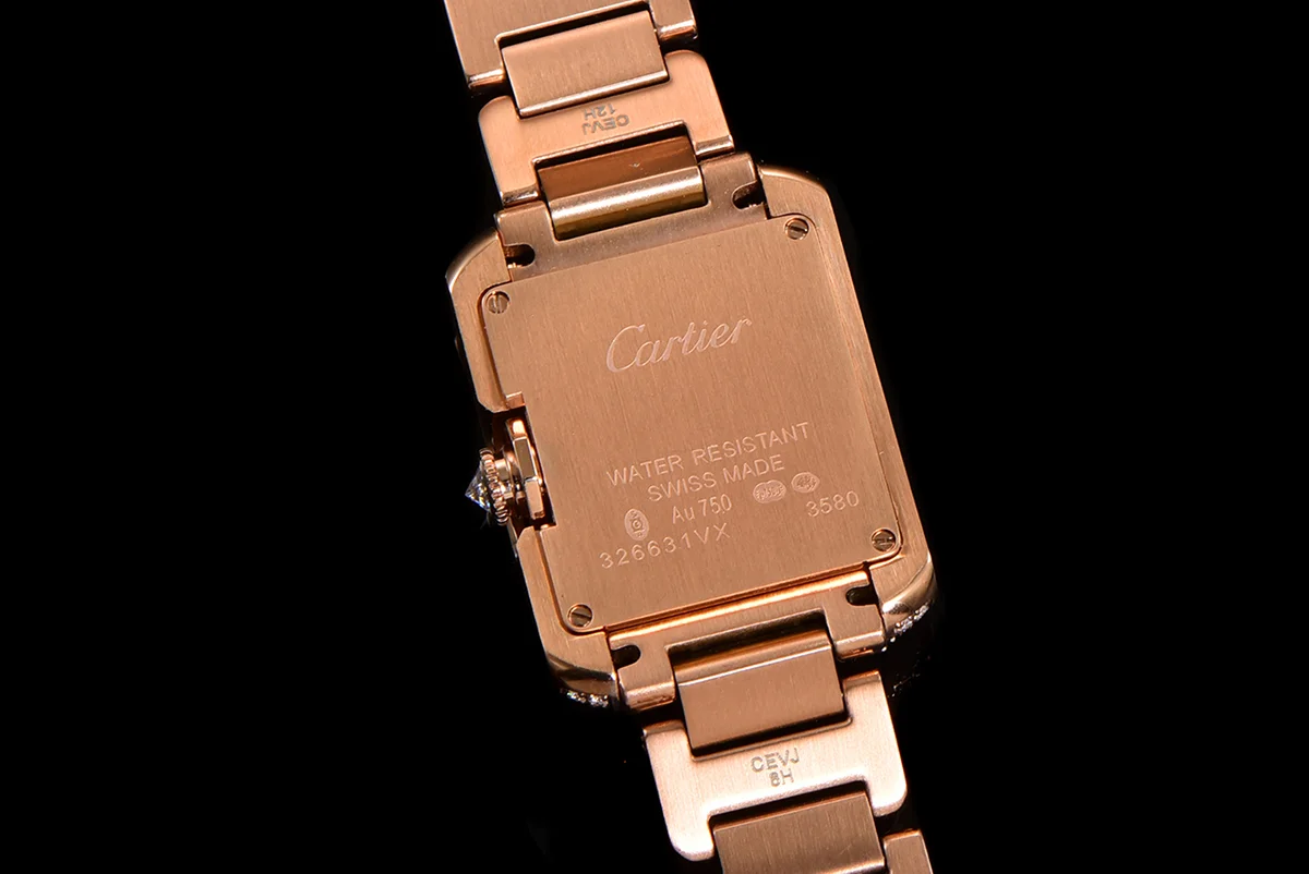 Tank Anglaise 30.2mm White Dial with Diamond Bezel in Rose Gold