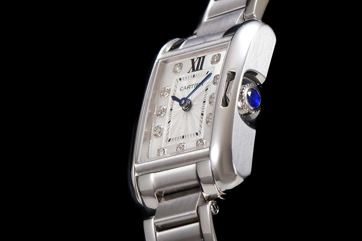 Tank Anglaise 30.2mm White Dial with Diamond Marker in Steel
