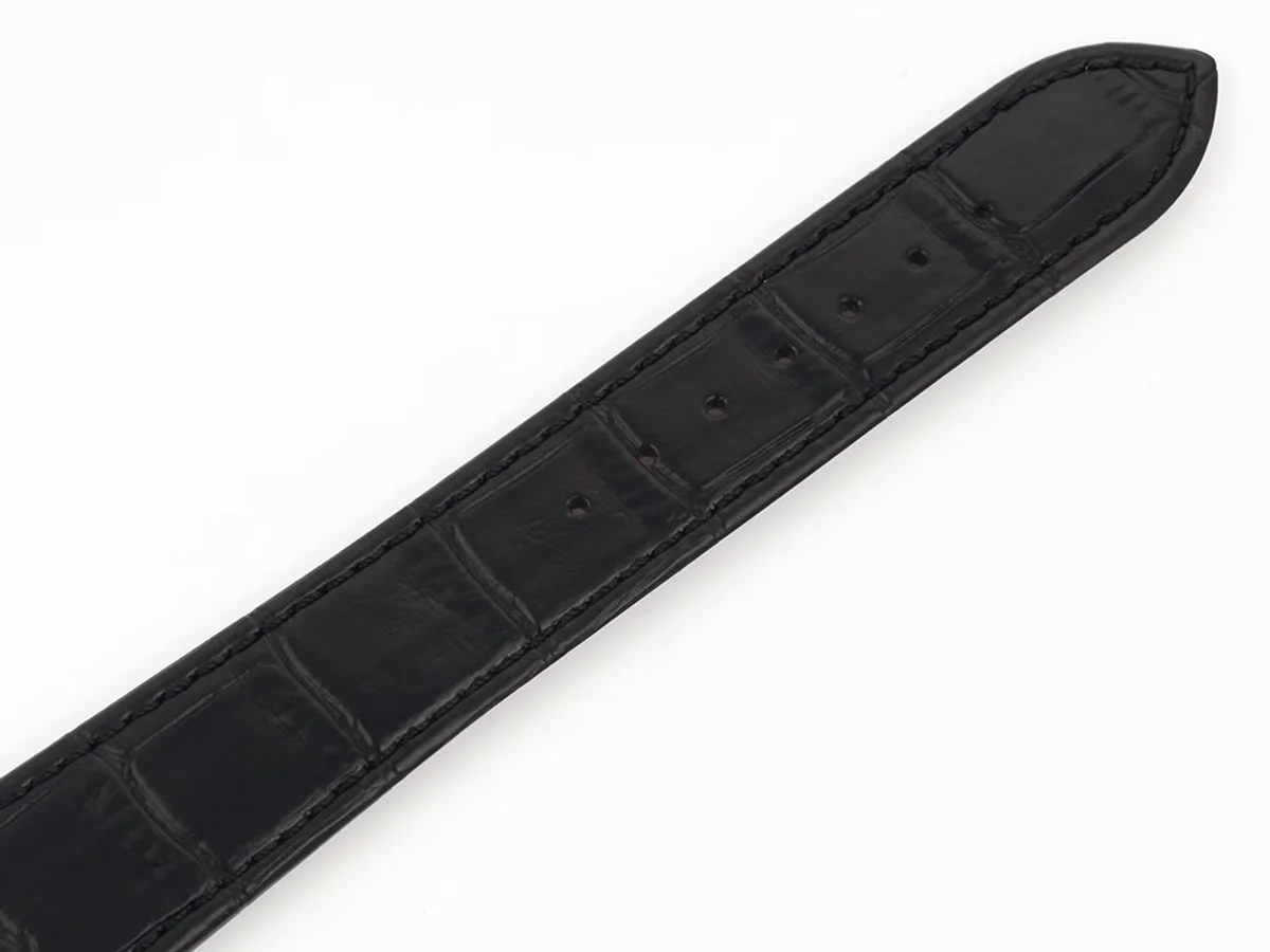 Tank Asymetrique Watch with Diamond Bezel on Steel in Black Leather Strap