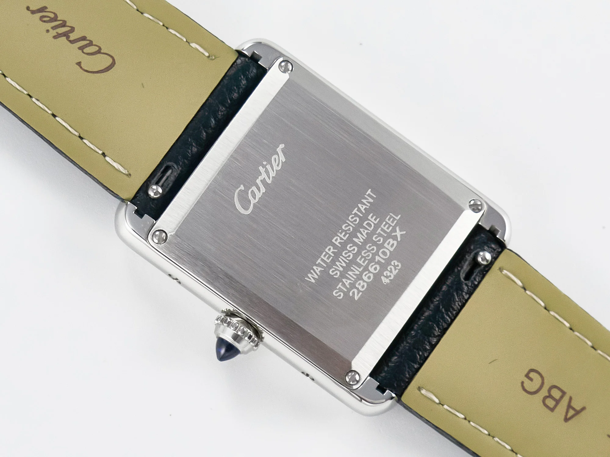 Tank Must Large SS 33.7mm DRF 1:1 Best Edition White Dial on Black Leather Strap Swiss Quartz