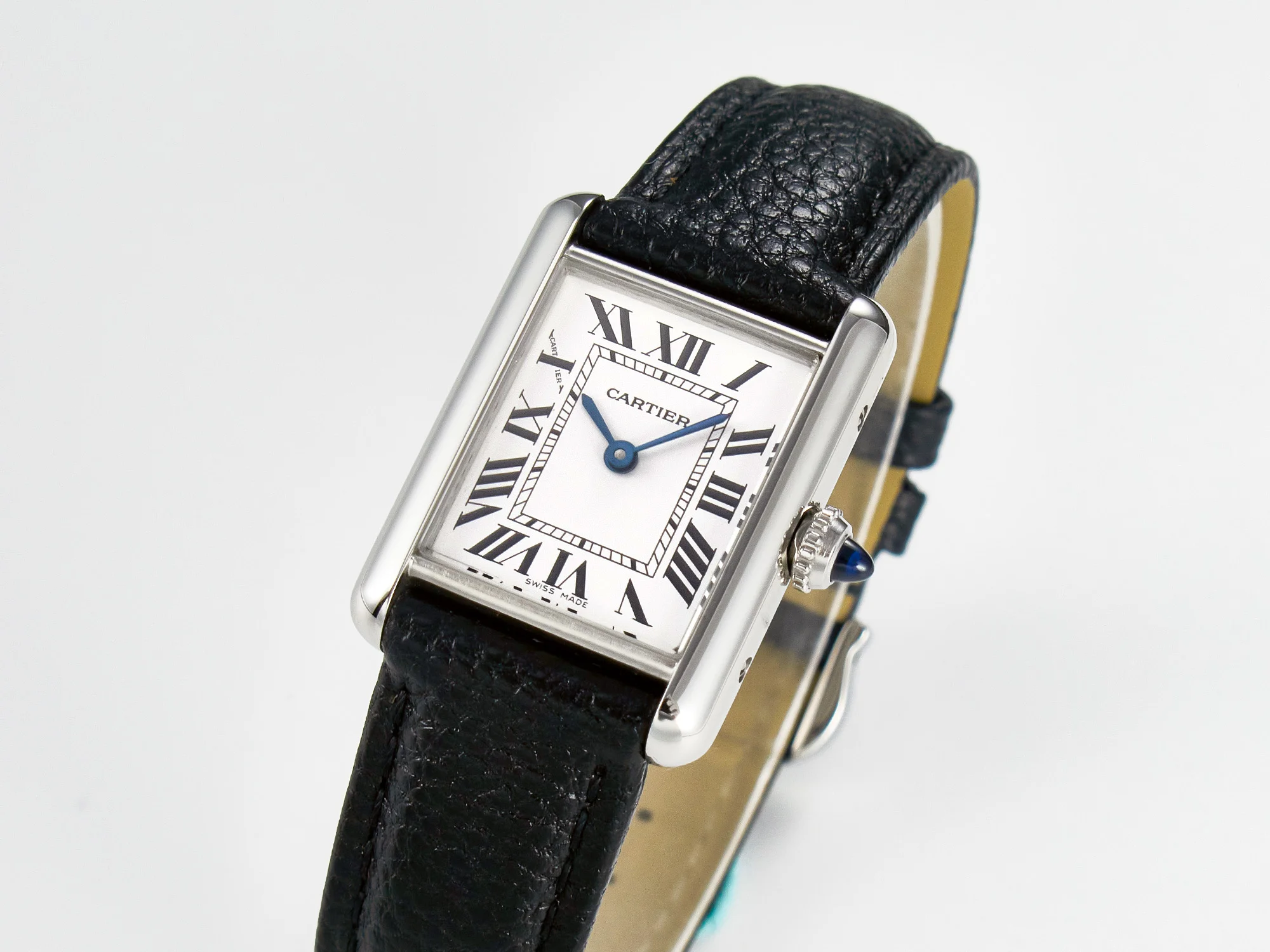 Tank Must Small SS 29mm DRF 1:1 Best Edition White Dial on Black Leather Strap Swiss Quartz