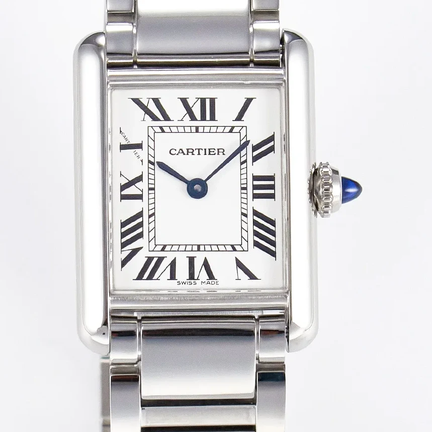 Tank Must SS 33.7mm DRF 1:1 Best Edition White Dial on SS Bracelet Jap Quartz