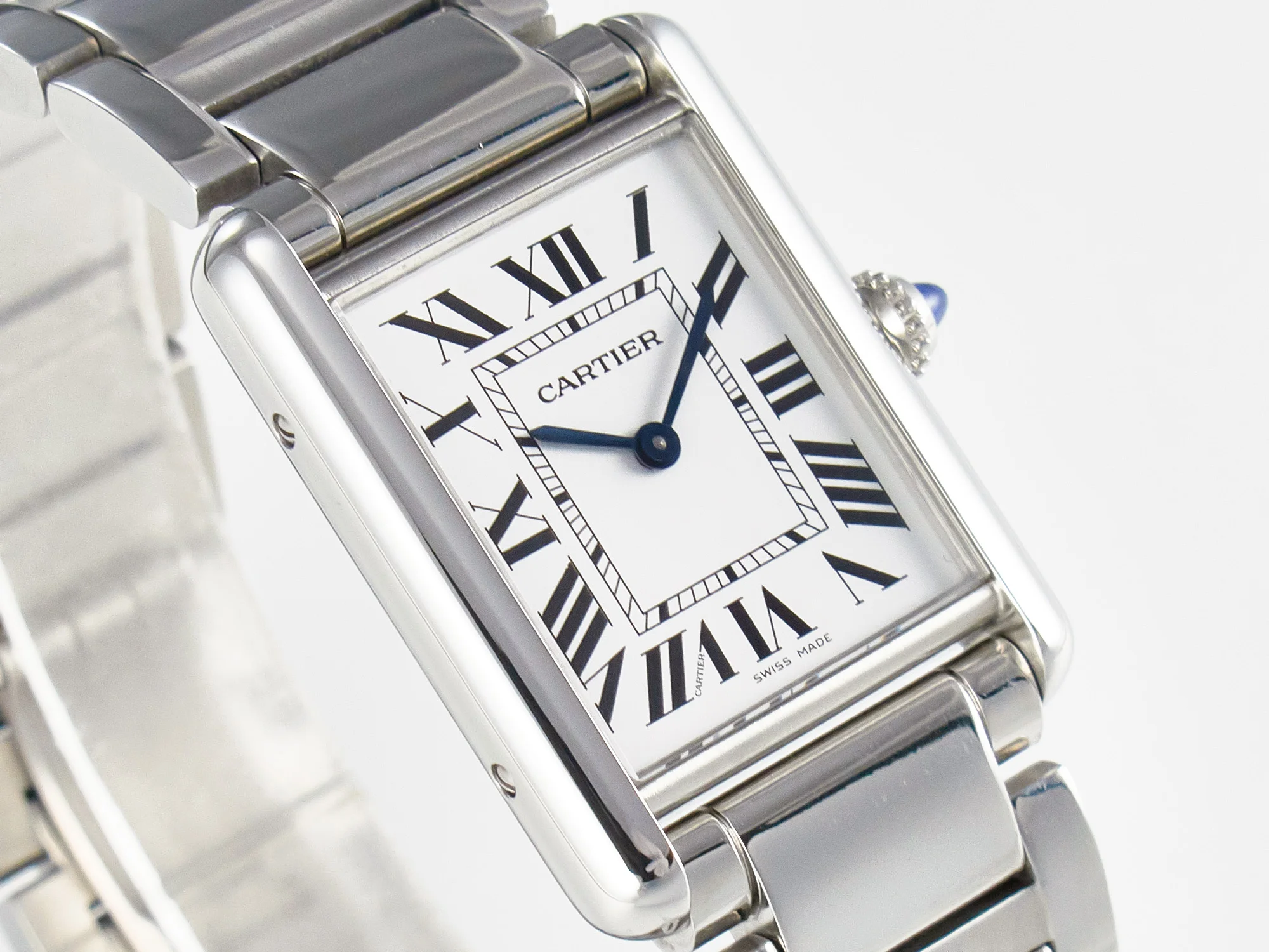 Tank Must SS 33.7mm DRF 1:1 Best Edition White Dial on SS Bracelet Jap Quartz