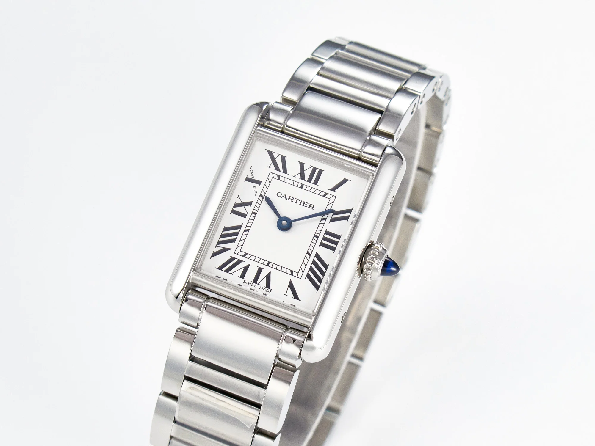 Tank Must SS 33.7mm DRF 1:1 Best Edition White Dial on SS Bracelet Jap Quartz