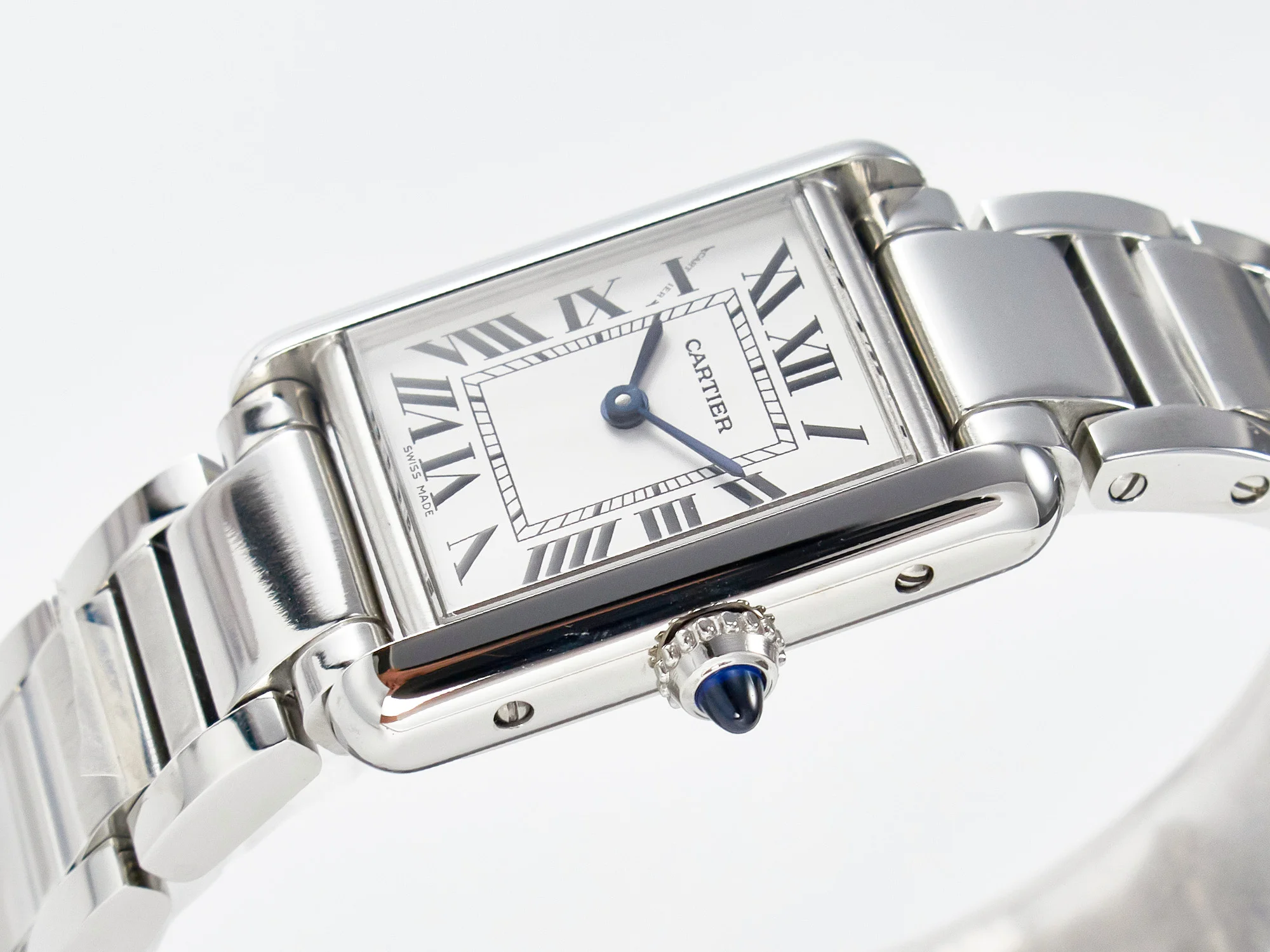 Tank Must SS 33.7mm DRF 1:1 Best Edition White Dial on SS Bracelet Jap Quartz