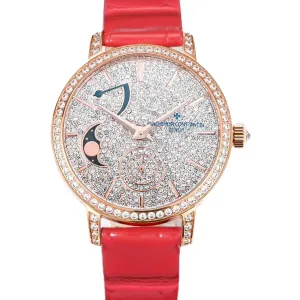 Traditionelle Moon Phase Diamond Paved Dial in Pink Gold