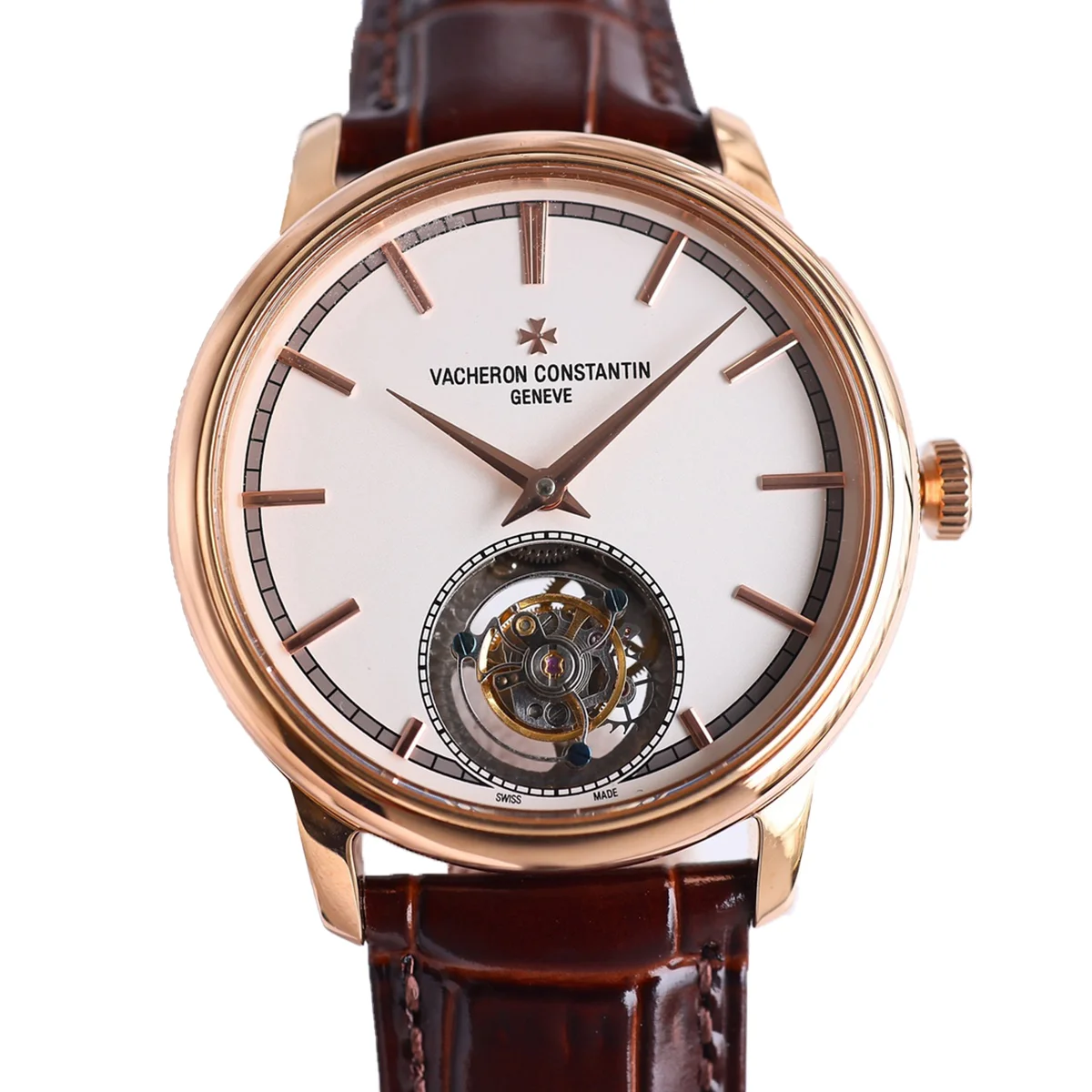 Traditionelle Tourbillon White Dial in Rose Gold