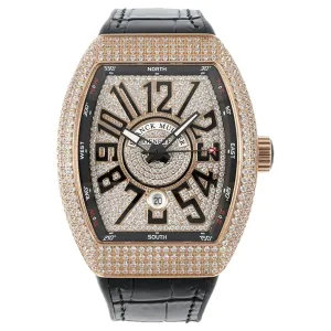 Vanguard V45 Diamond Paved Dial with Black Marker and Diamond Bezel in Rose Gold
