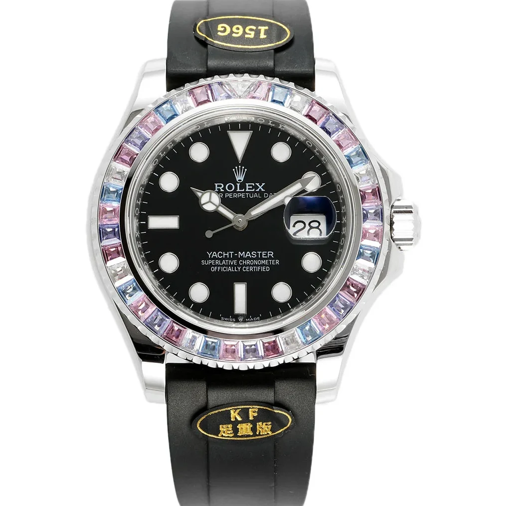 Yacht Master 40 126655 Black Dial with Rainbow Diamond Bezel